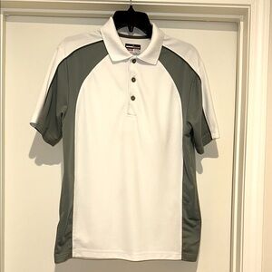 Men's White and Gray Polo Shirt